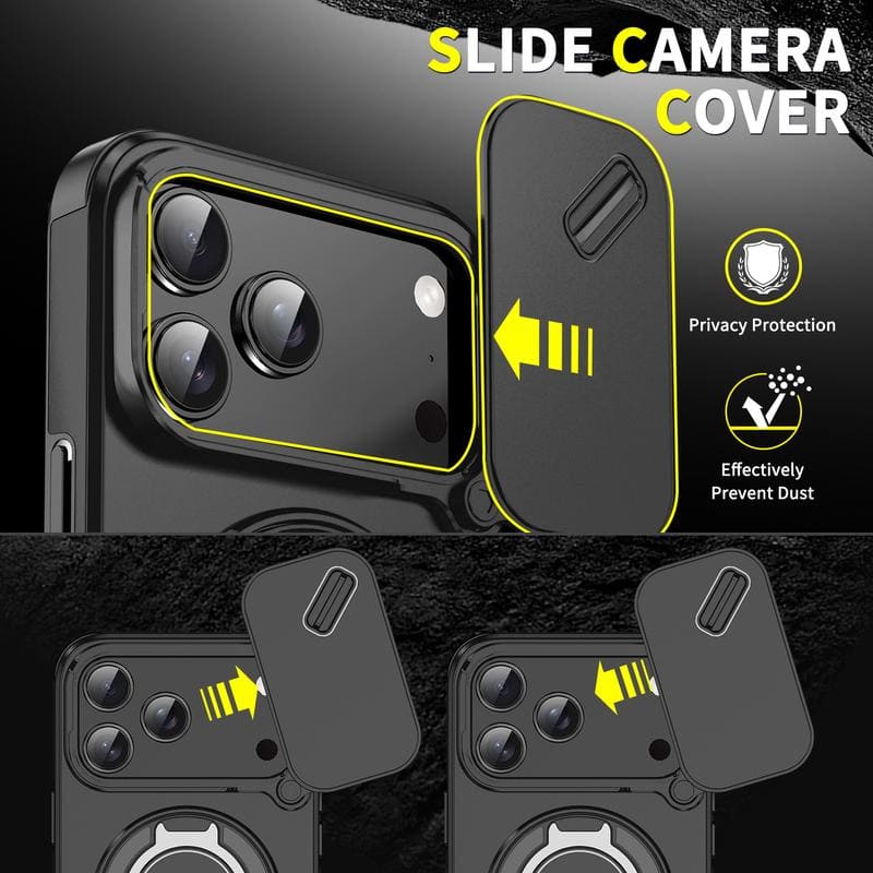 Military-Grade Shockproof Magnetic Case with Camera Slide & 360° Kickstand Ring - Image 16