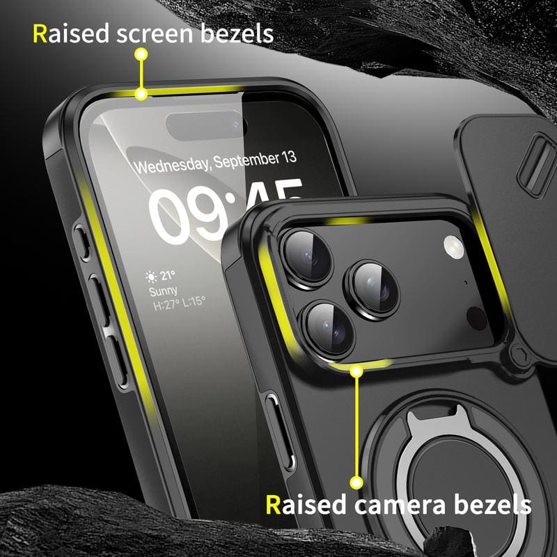 Military-Grade Shockproof Magnetic Case with Camera Slide & 360° Kickstand Ring - Image 21