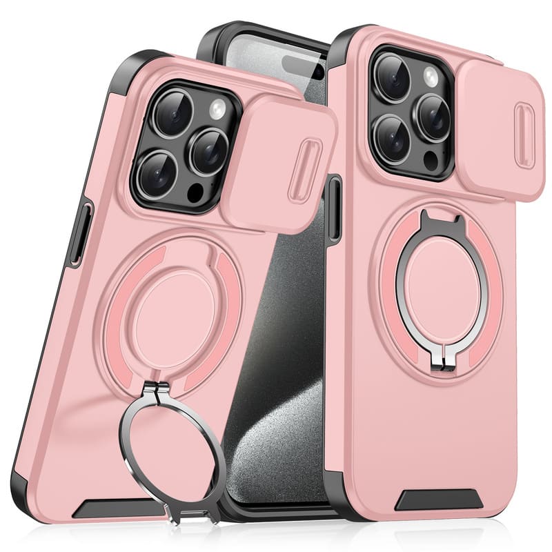 Military-Grade Shockproof Magnetic Case with Camera Slide & 360° Kickstand Ring - Image 5