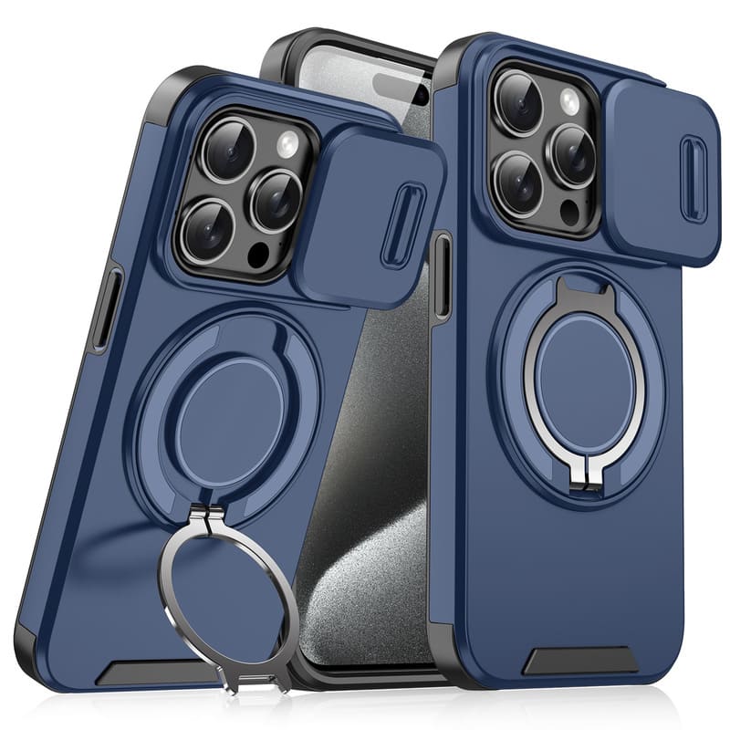 Military-Grade Shockproof Magnetic Case with Camera Slide & 360° Kickstand Ring - Image 6