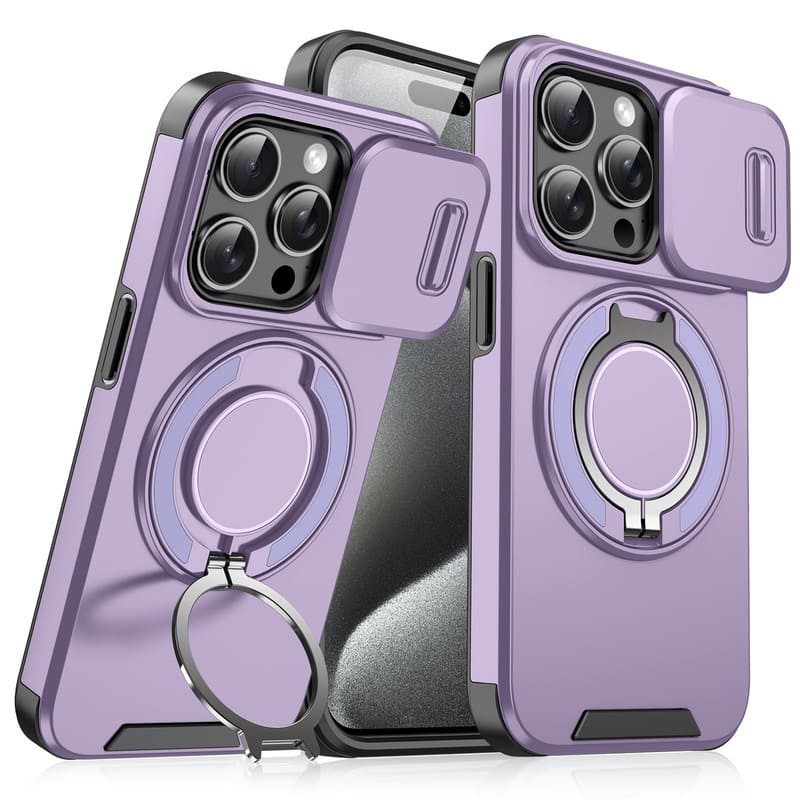 Military-Grade Shockproof Magnetic Case with Camera Slide & 360° Kickstand Ring - Image 7