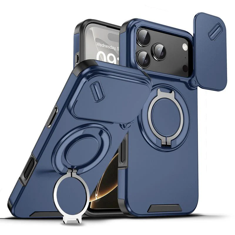 Military-Grade Shockproof Magnetic Case with Camera Slide & 360° Kickstand Ring - Image 8