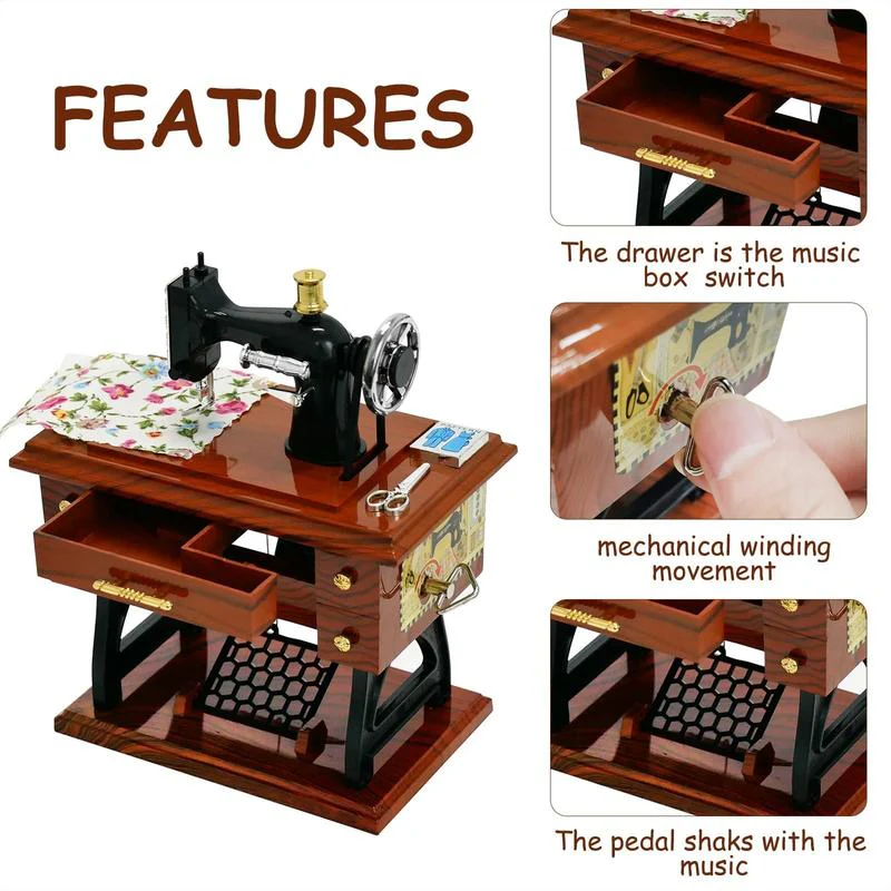 🪗Time Limit Sale 50% OFF - Wood Mini Sewing Machine Music Box - Image 4
