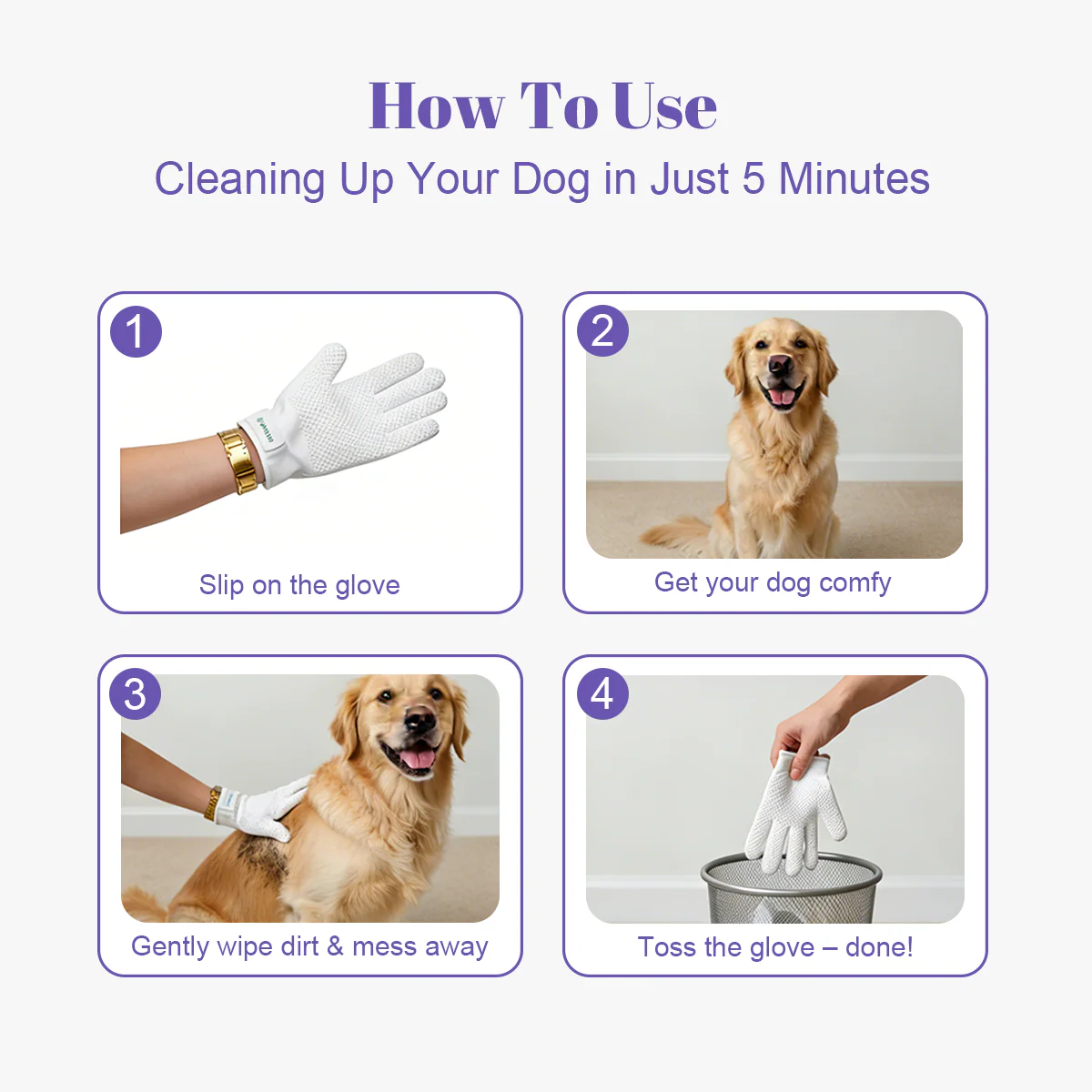 Pet Cleaning Glove Wipes: No-Rinse Waterless Bath (20 Pack) - Image 6