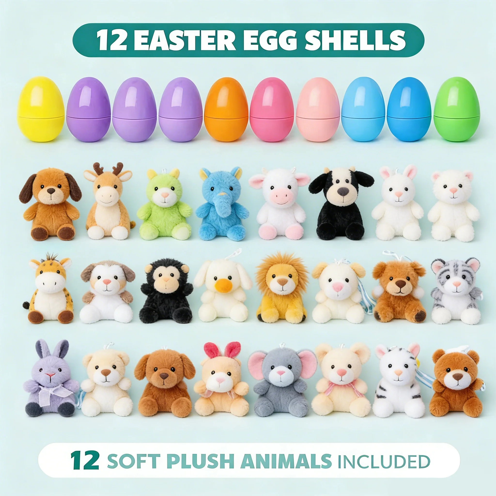 🔥Plush Animals Pre-Filled Easter Eggs （1 Set 12 Pcs ） - Image 3