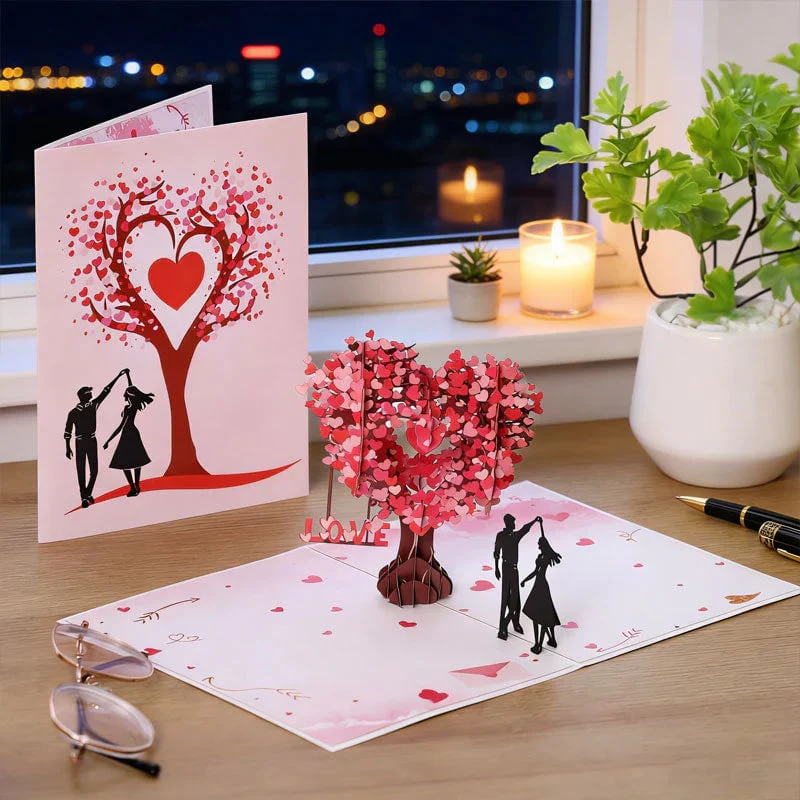 3D Pop-Up Anniversary Card - Romantic Love Tree & Hearts Design💌 - Image 4