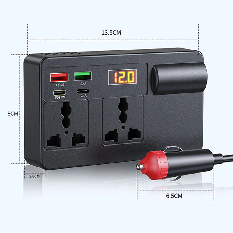 ⚡🔋Portable Car Inverter 12V/24V to 220V with Digital Display - Image 9