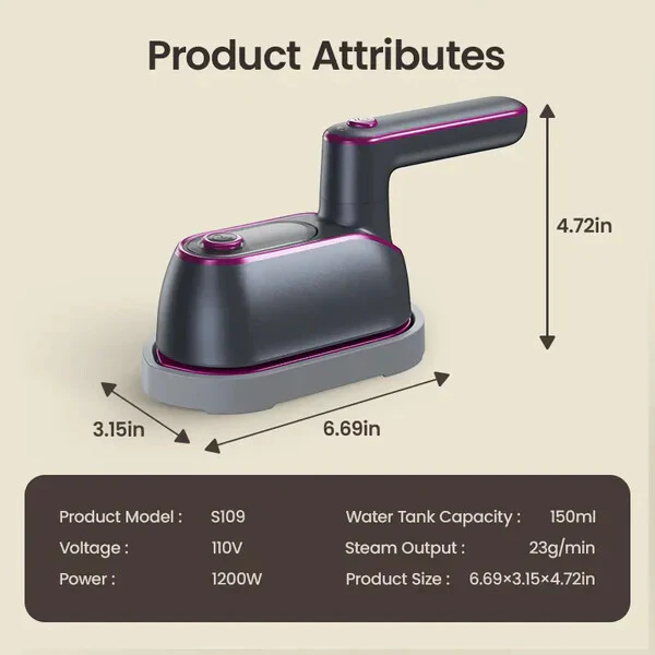 Portable Steam Iron & Clothes Steame - Image 9