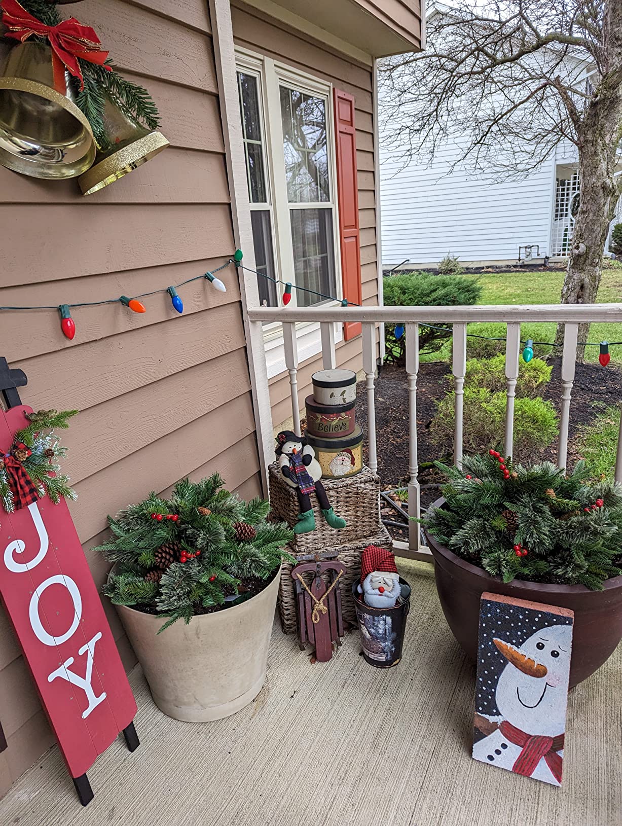 Pre-lit Artificial Christmas Tree Urn Filler ~ Weatherproof sparkle for entryways and patios. - Image 2