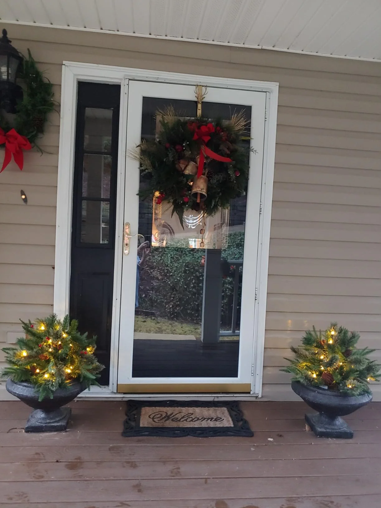 Pre-lit Artificial Christmas Tree Urn Filler ~ Weatherproof sparkle for entryways and patios. - Image 5