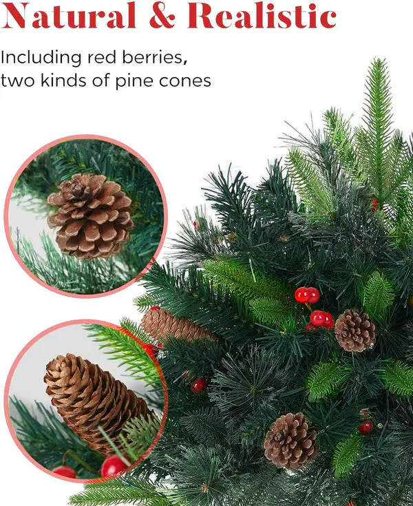 Pre-lit Artificial Christmas Tree Urn Filler ~ Weatherproof sparkle for entryways and patios. - Image 9