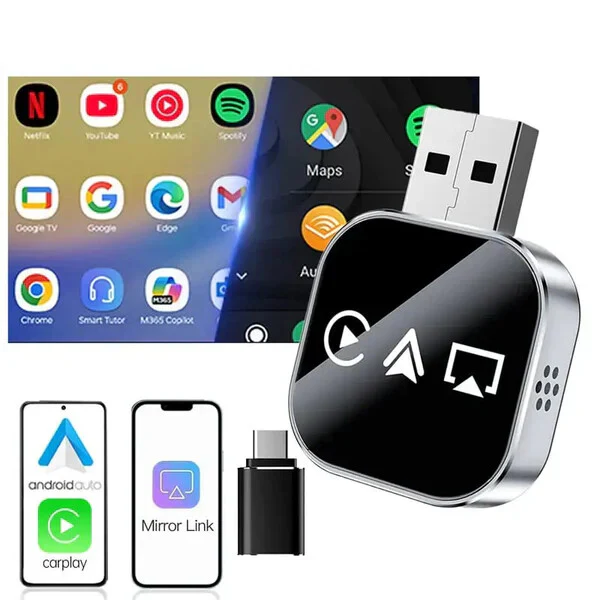 2026 Upgrade 3 in 1 Screen Mirror iOS & Android Phone, wired to wireless Carplay adapter - Image 6