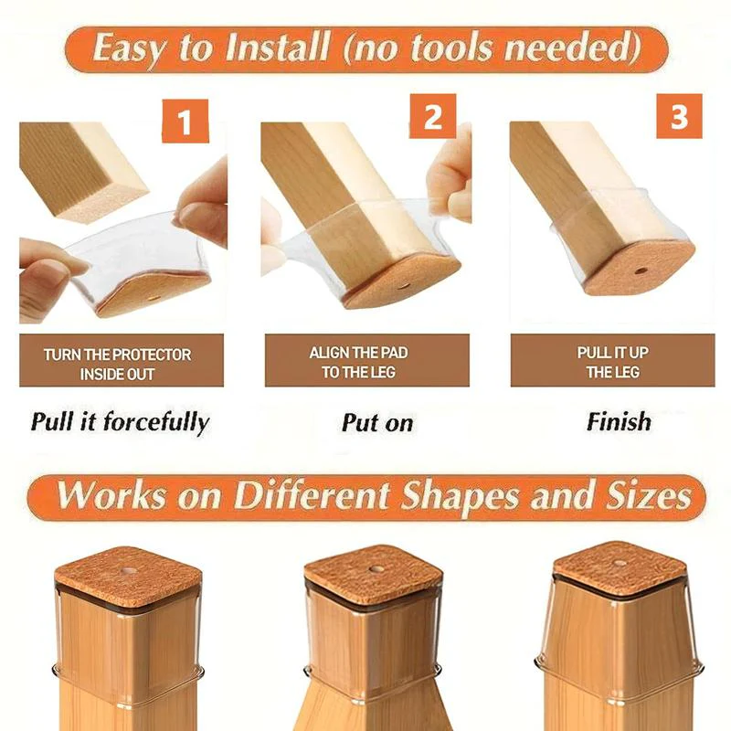Square Chair Leg Protectors for Hardwood Floor Fits All Shape Chair Mat for Wood and Tile Floors. - Image 3