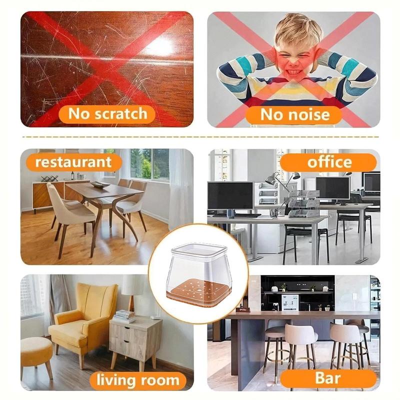 Square Chair Leg Protectors for Hardwood Floor Fits All Shape Chair Mat for Wood and Tile Floors. - Image 4