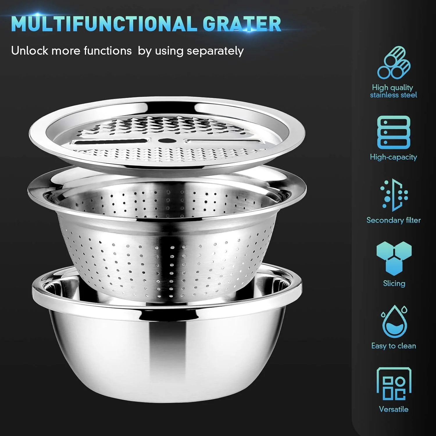 Stainless Steel Grater with Drain Basket🥕🥗 - Image 11