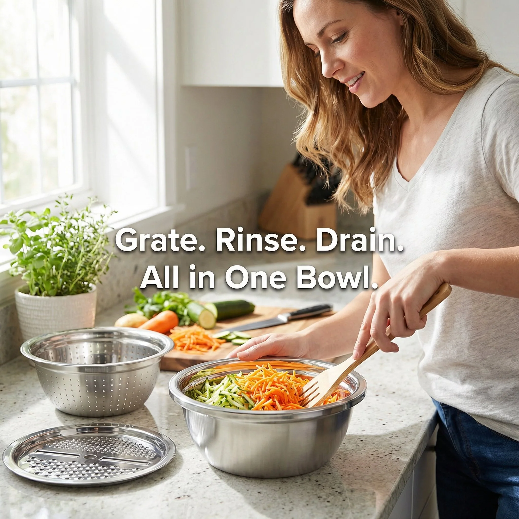 Stainless Steel Grater with Drain Basket🥕🥗 - Image 3