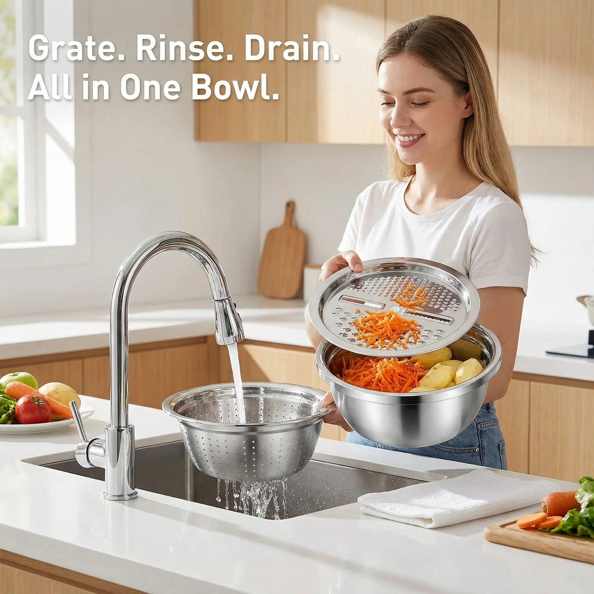 Stainless Steel Grater with Drain Basket🥕🥗 - Image 5