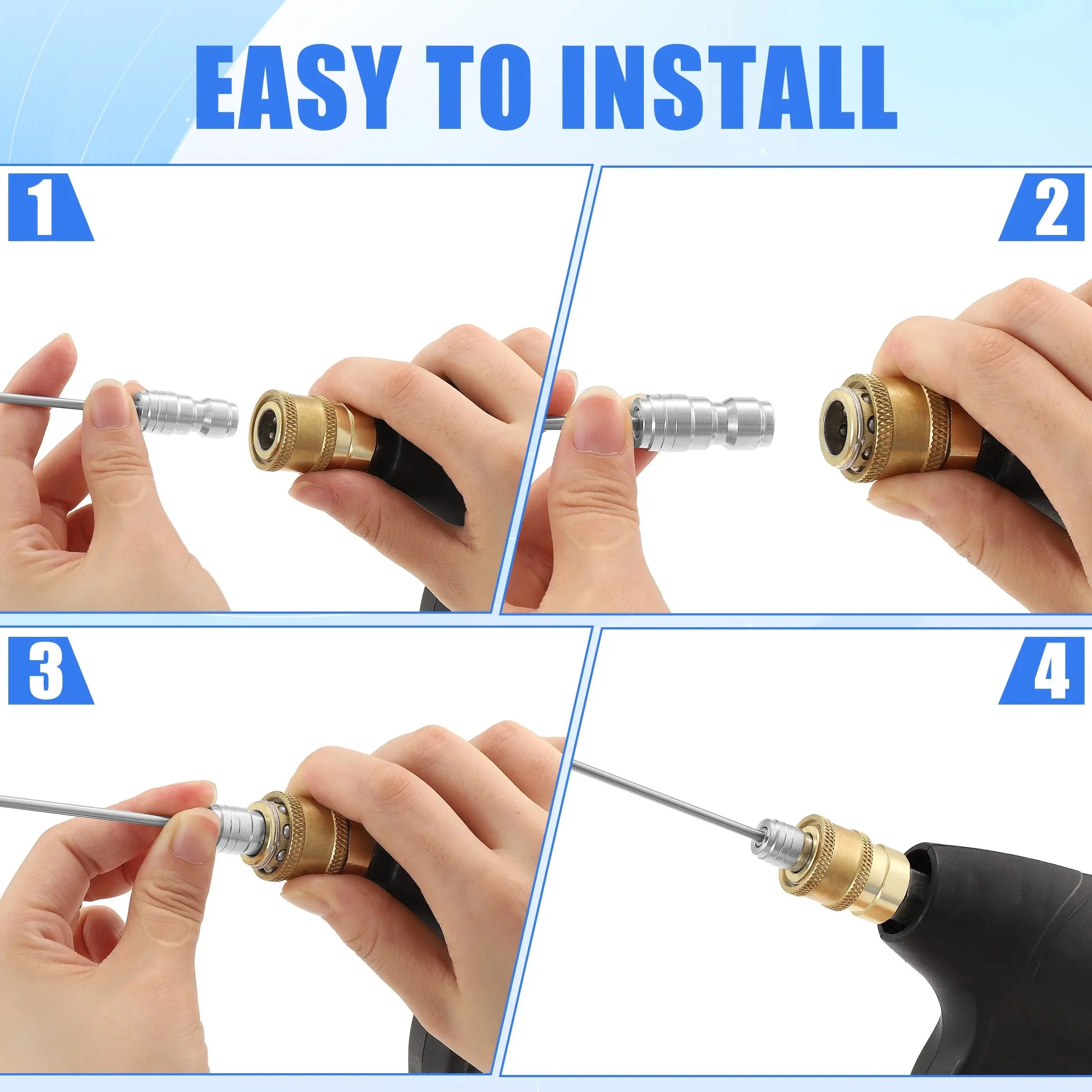 Heavy Duty Hose High-Pressure Washer Spray Nozzle Kit for Drum Washing Machine & AC 4 Pack Straight/Side Spray Nozzles 7cm & 22.5cm 40° Tips 1-2GPM - Image 3