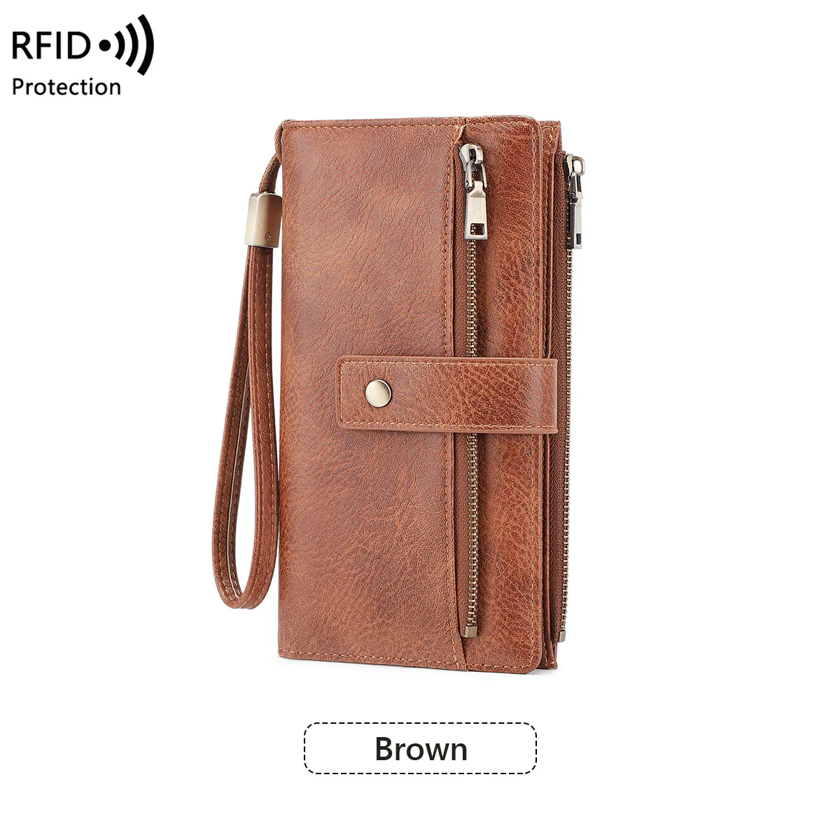 Women's long wallet, stylish clutch, elegant solid color RFID blocking leather wallet👛 - Image 14