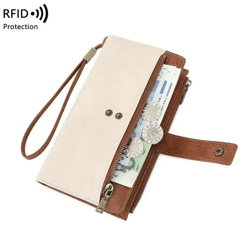 Women's long wallet, stylish clutch, elegant solid color RFID blocking leather wallet👛 - Image 2