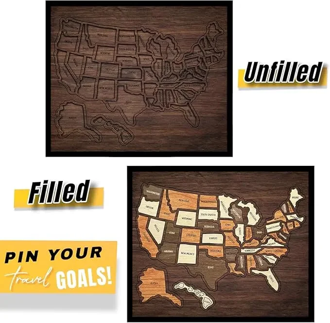 us Wooden USA Travel Map Puzzle🧩A Stylish Way to Track Your Journey & Memories - Image 2
