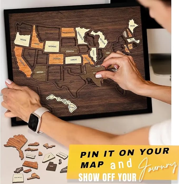 us Wooden USA Travel Map Puzzle🧩A Stylish Way to Track Your Journey & Memories - Image 3